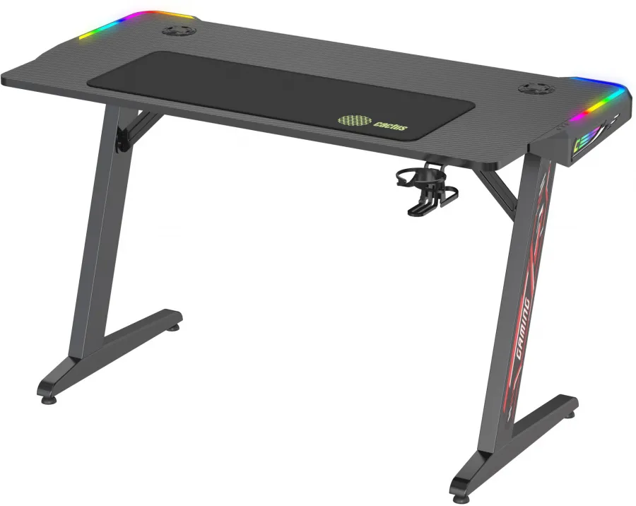 Стол игровой Cactus CS-GTZ-BK-RGB с подсветкой столешница ДСП черный каркас черный (CS-GTZ-BK-RGB)