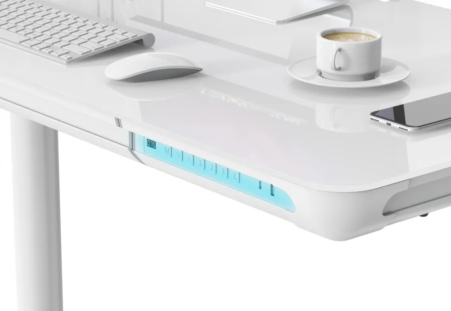 Стол для компьютера Cactus CS-EGD-WT-LED с электроприводом и подстветкой столешница закаленное стекл