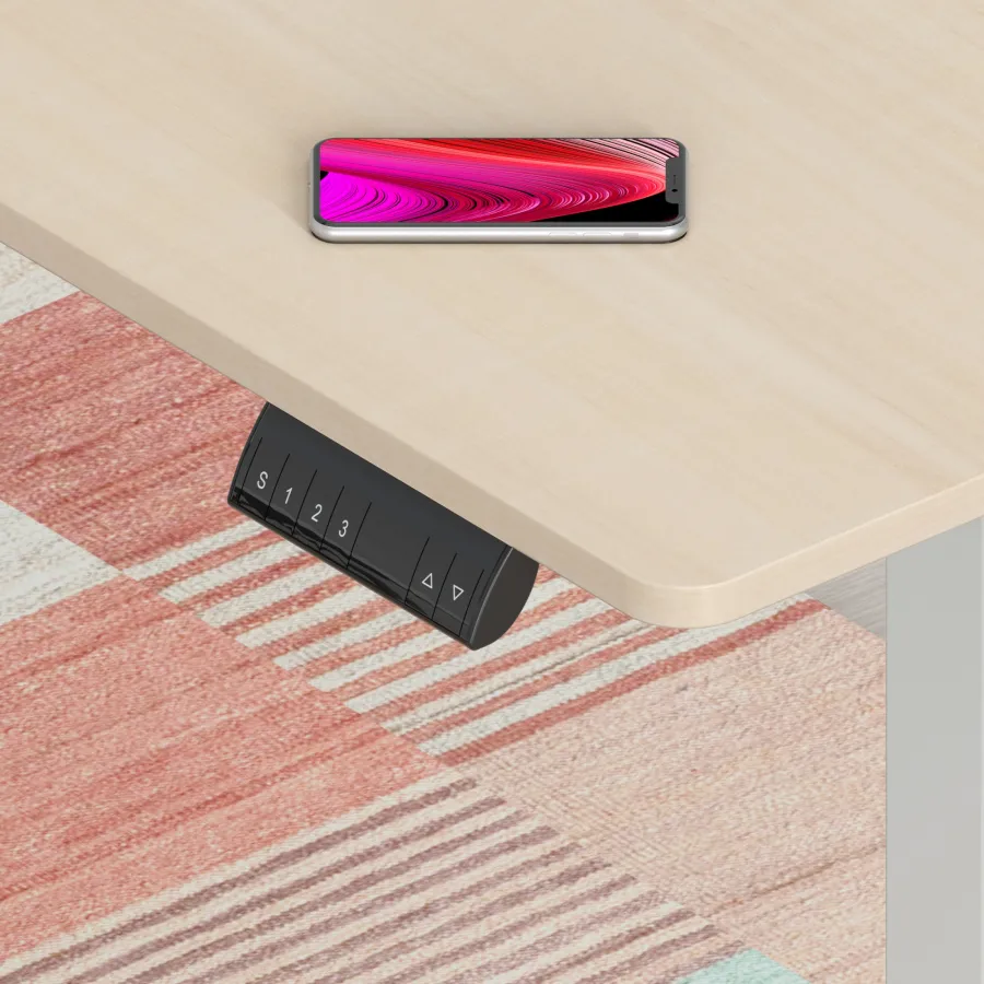 Стол для компьютера Cactus CS-EDXL-WWD угловой с электроприводом столешница МДФ белый дуб каркас бел