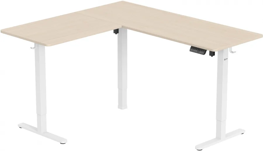 Стол для компьютера Cactus CS-EDXL-WWD угловой с электроприводом столешница МДФ белый дуб каркас бел