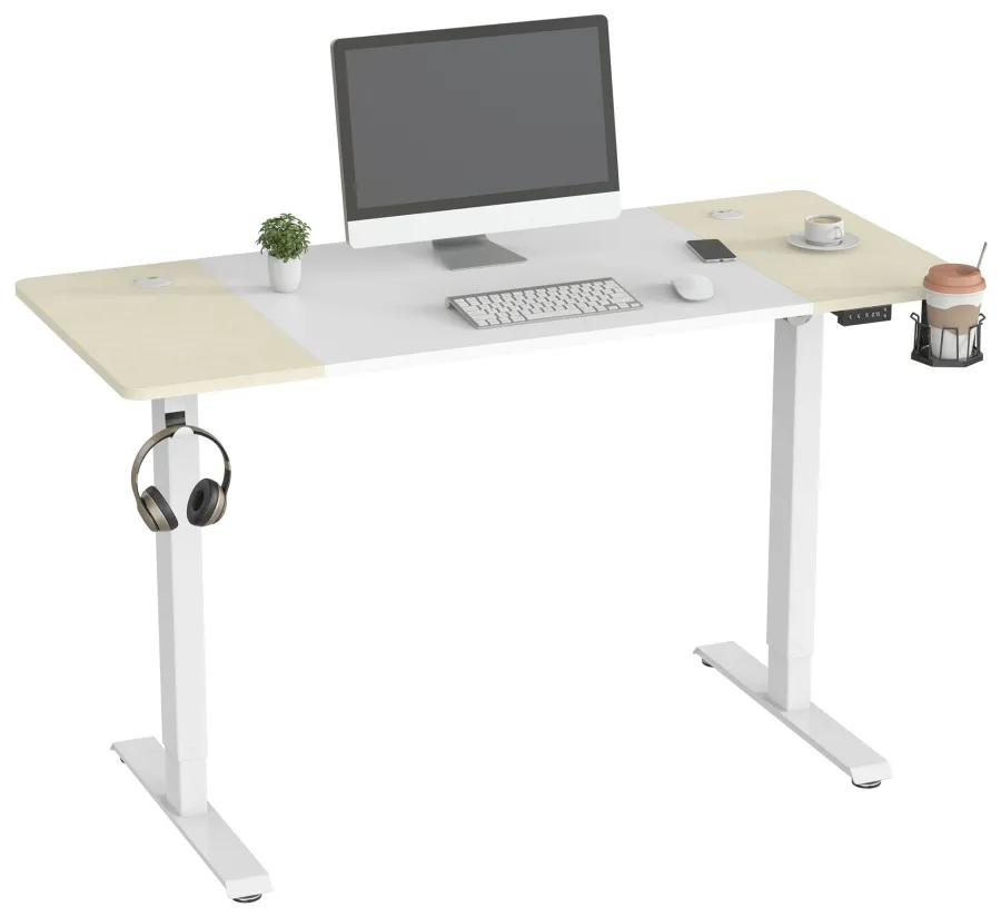 Стол для компьютера Cactus CS-EDL-WWD столешница МДФ дуб молочный каркас белый