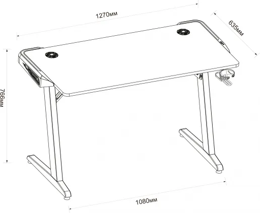 Фото Стол игровой Cactus CS-GTZ-BK-RGB с подсветкой столешница ДСП черный каркас черный (CS-GTZ-BK-RGB)