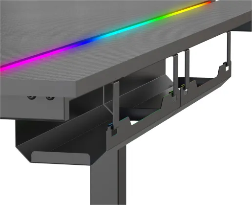 Фото Стол для компьютера Cactus CS-EDXL-GBK с электроприводом и подсветкой RGB столешница МДФ черный карб