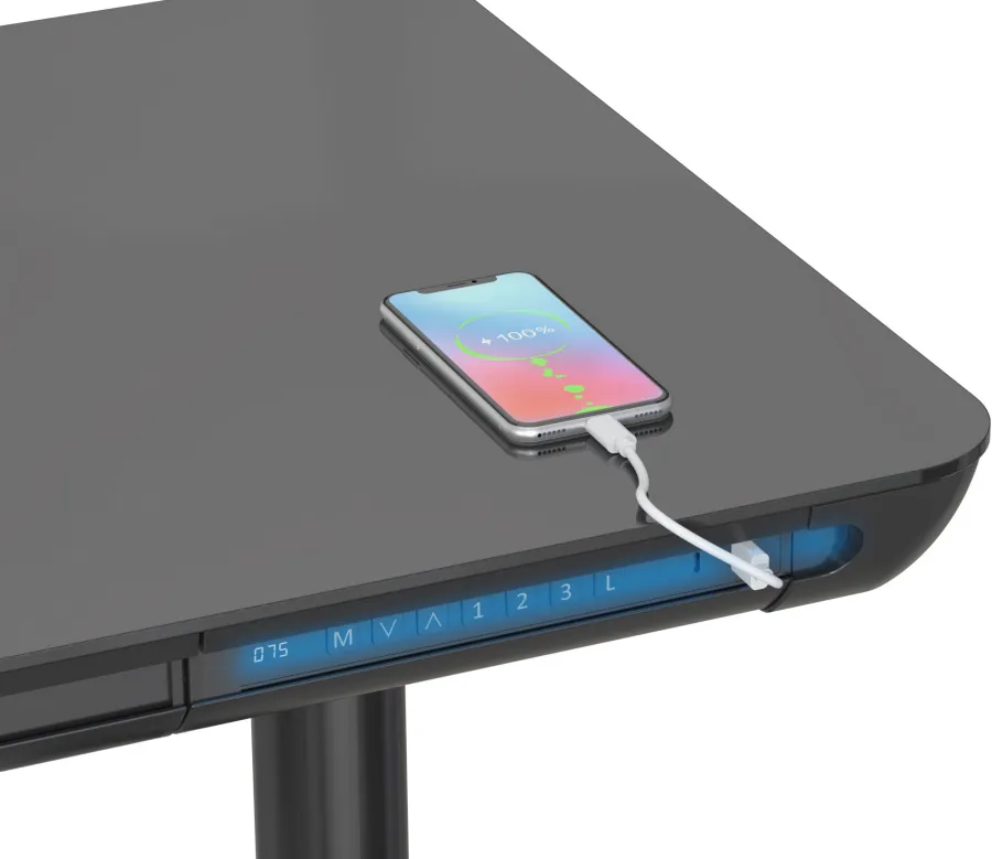 Стол для компьютера Cactus CS-EGD-BK-LED с электроприводом столешница закаленное стекло черный карка