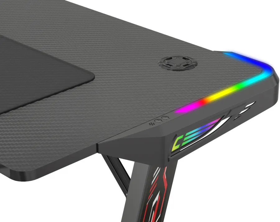 Стол игровой Cactus CS-GTZ-BK-RGB с подсветкой столешница ДСП черный каркас черный (CS-GTZ-BK-RGB)