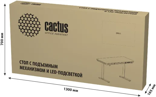Фото Стол для компьютера Cactus CS-EGD-WT-LED с электроприводом и подстветкой столешница закаленное стекл