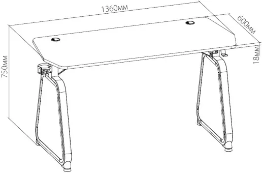 Фото Стол игровой Cactus CS-GMD-BK-RGB с подсветкой столешница МДФ черный каркас черный 136x60x75см (CS-G