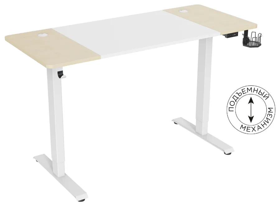 Стол для компьютера Cactus CS-EDL-WWD столешница МДФ дуб молочный каркас белый