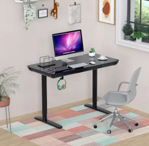 Фото Стол для компьютера Cactus CS-EGD-BK-LED с электроприводом столешница закаленное стекло черный карка