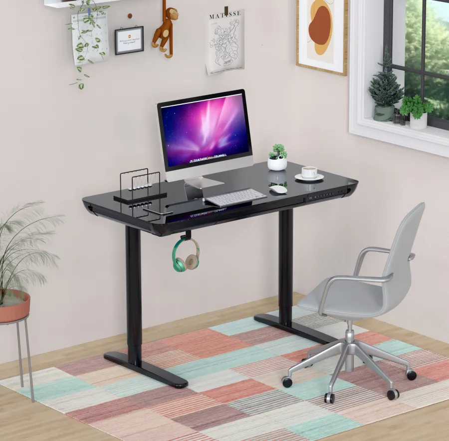 Стол для компьютера Cactus CS-EGD-BK-LED с электроприводом столешница закаленное стекло черный карка