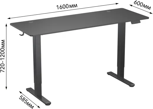 Фото Стол для компьютера Cactus CS-EDL-BBK столешница ДСП черный каркас черный