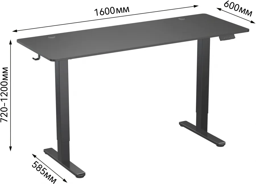 Стол для компьютера Cactus CS-EDL-BBK столешница ДСП черный каркас черный